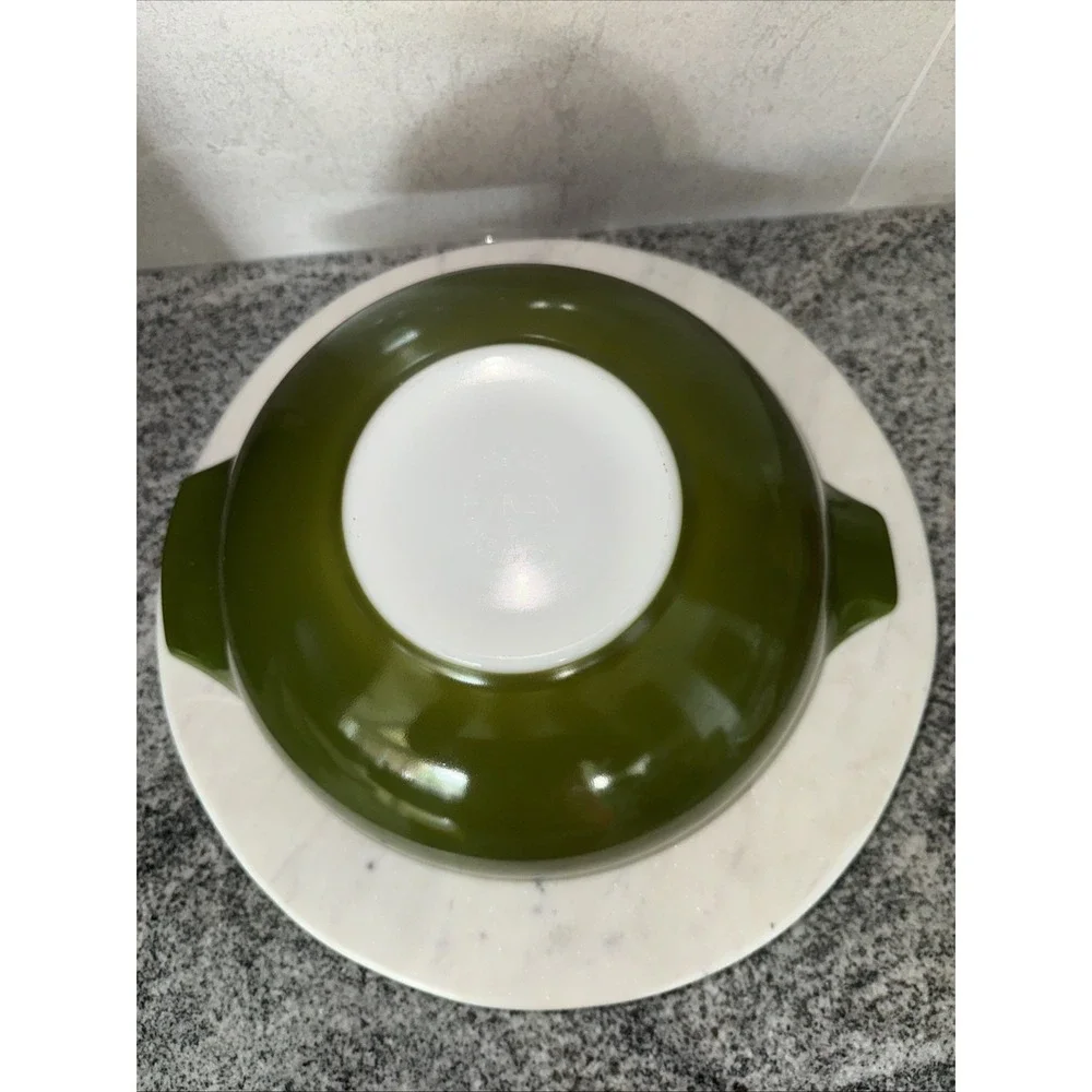 Vintage Pyrex Green 4 Quart #444 Cinderella Mixing Bowl W Glass Lid